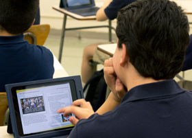 Student using a tablet