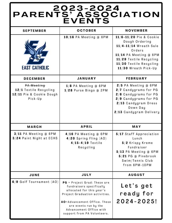 Parent Association Calendar