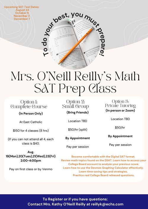 Mrs ONeil Reillys Math SAT Prep Class flyer