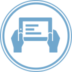 hands holding tablet icon