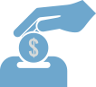 Hand placing money in a bank