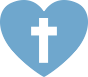 Cross in heart icon