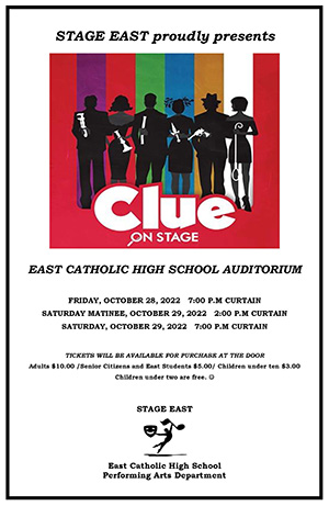 Poster for Stage East production of Clue