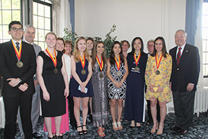 group of students with awards