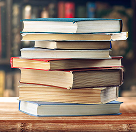 stack of old books